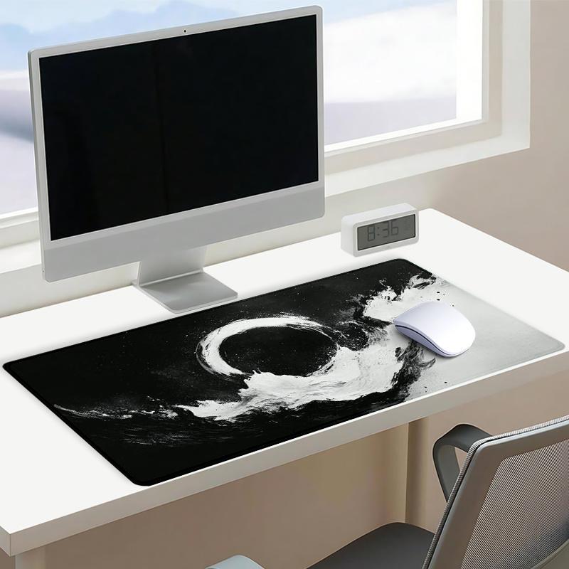 Mouspad Large Black and White Wave Gaming Mouse Pad Desk Mat for Full Keyboard Coverage Gamer Room Decoration Office Desk Pad