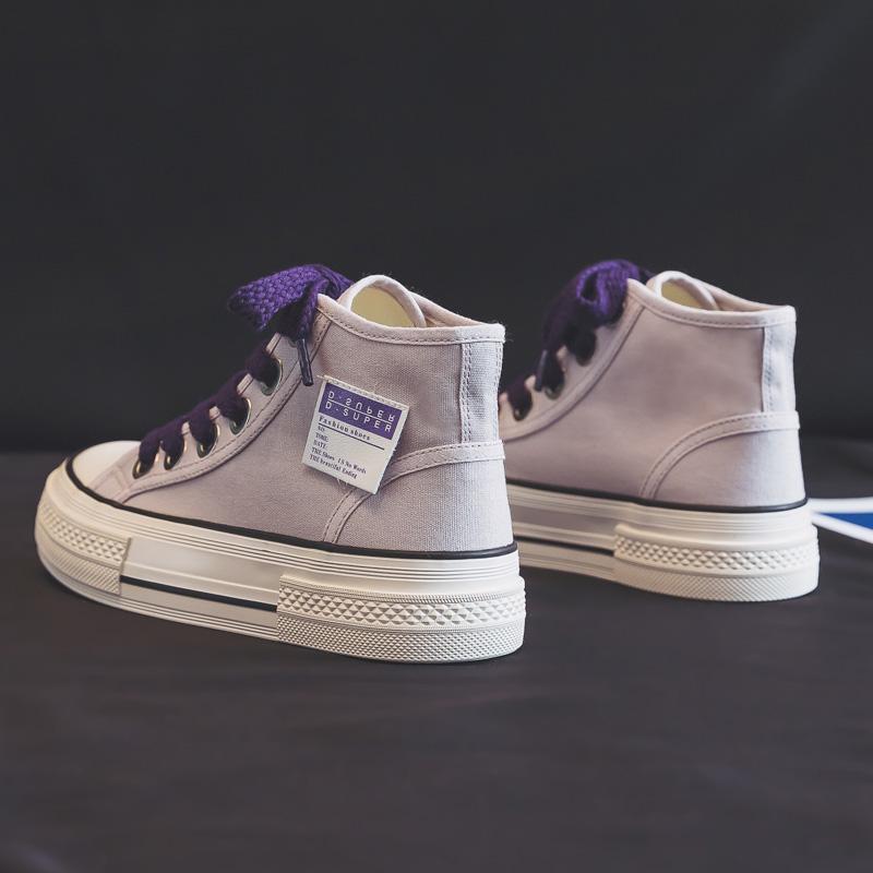 Autumn High-top Purple Canvas Shoes, New Niche Design Platform Cloth Shoes, Sneakers
