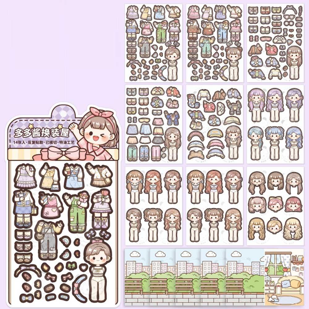 Papper Girls Dress Up Decorative Stickers Multicolor Handbook Stickers  for Kids