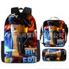 Large Capacity Schoolbag with Shoulder Strap; Student Three-piece Pencil Case Set