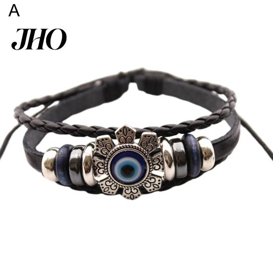 Bransoletka Damska Męska Sztuczna Skóra Bohemian Wielowarstwowa Koraliki Vintage Geometryczna Dekoracyjna Prezent Unisex Turecki Amulet Oko Przeciw Złu Biżuteria do Codziennego Życia Manżeta