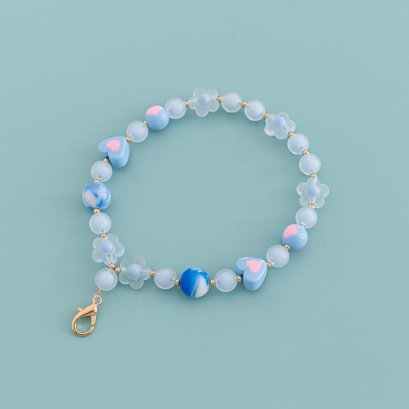 DIY 40cm Acrylic Bead-in-Bead Heart Bag Chain with Multi-color Options