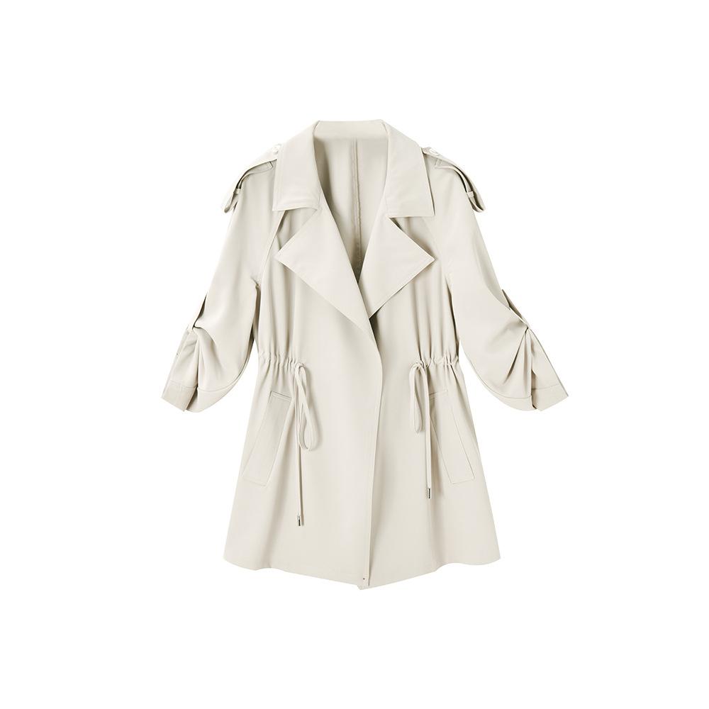 Early Spring Simple Casual Style Daily Versatile Adjustable Small Trench Coat