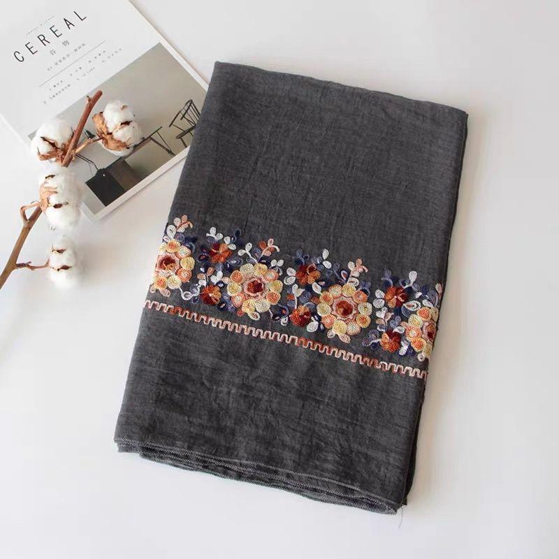 Spring and Summer Embroidered Ethnic Style Scarf Northwest Teaka Salt Lake Shawl Women's Dual-purpose Silk Scarf