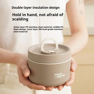 304 Rostfritt Stål Isolerad med lock Termisk Matlåda, Läcksäker Bärbar Bentolåda för Kontorsarbetare & Studenter