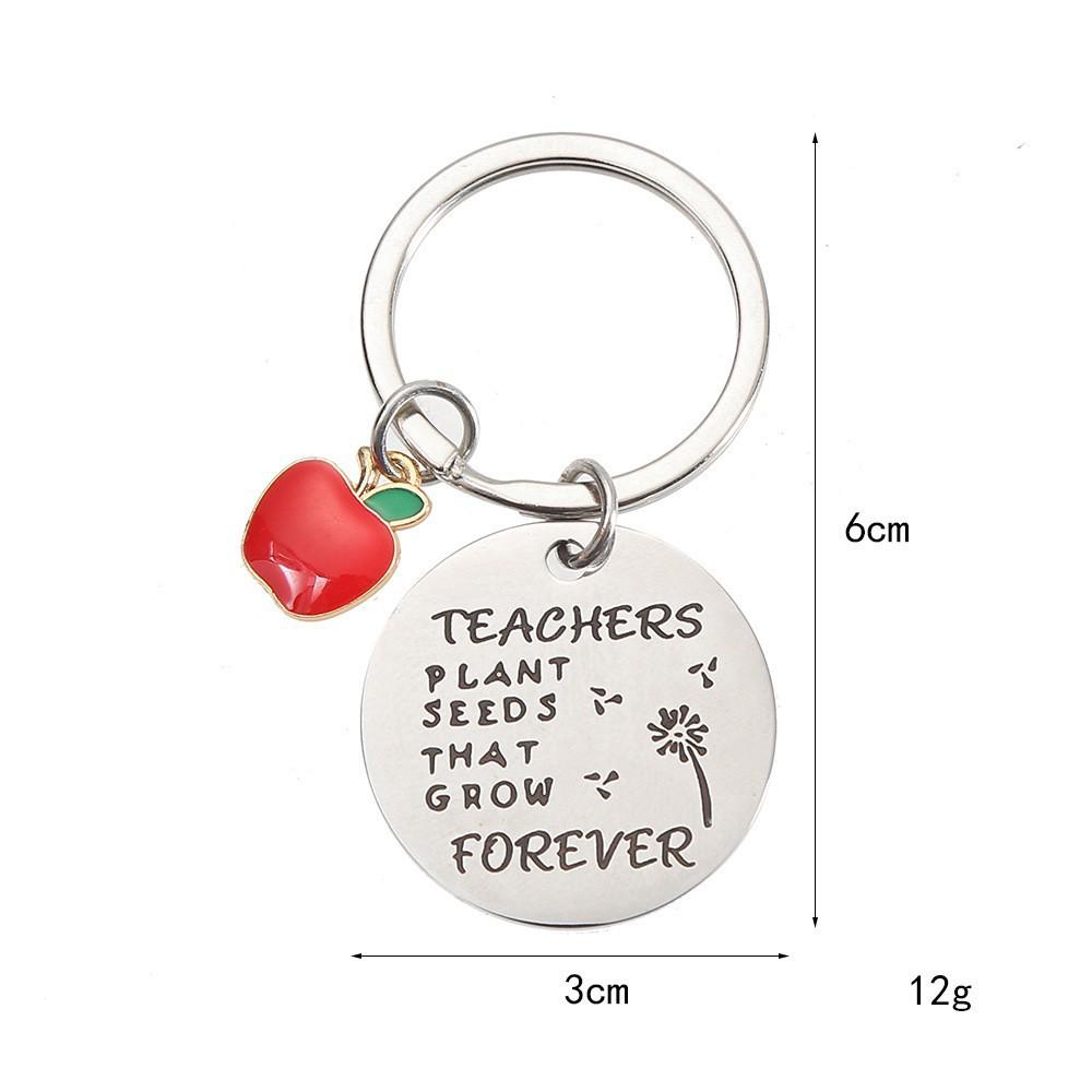 Stainless Steel Teacher's Day Apple Bee Keychain - Thank You Gift
