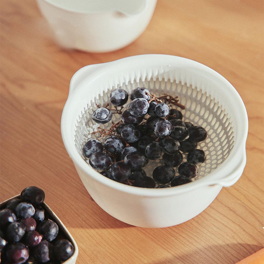 Doppelschichtiges Gemüsewaschbecken, Kunststoffsieb, Gemüsekorb für Küche und Wohnzimmer