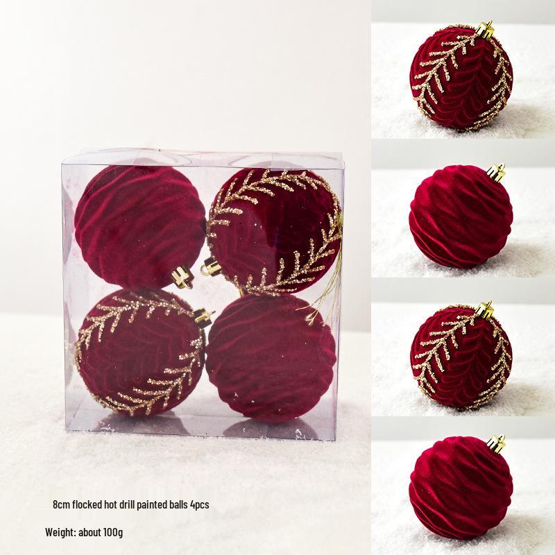 

Красный флокированный расписной елочный шар для DIY украшения елки и витрины