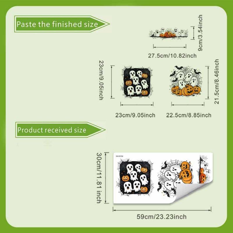 

Halloween Toilet Stickers Featuring Ghost Pumpkins and Bats - Self-adhesive Festive Fun Waterproof Stickers