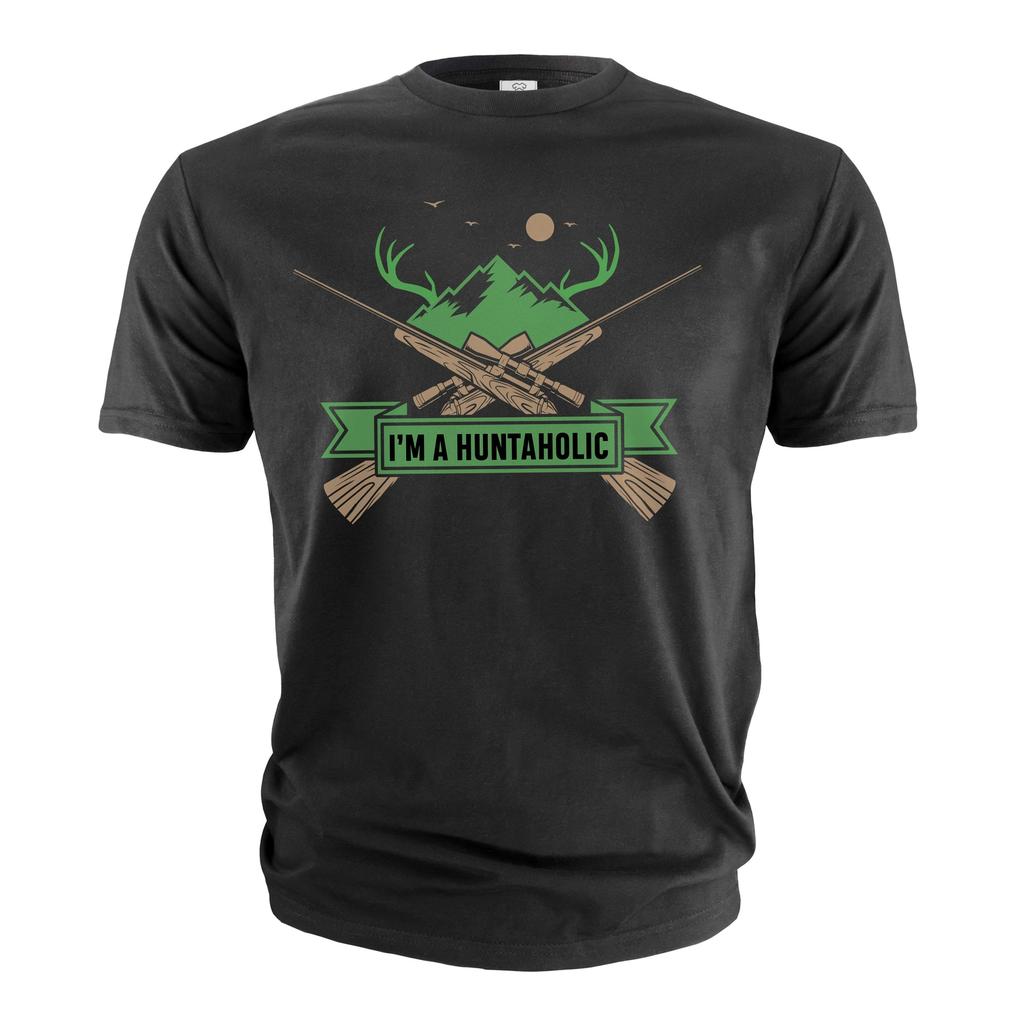 Men's Funny Huntaholic Tshirt Hunting Deer Funny Shirt Gift for Him Hunter Shirt