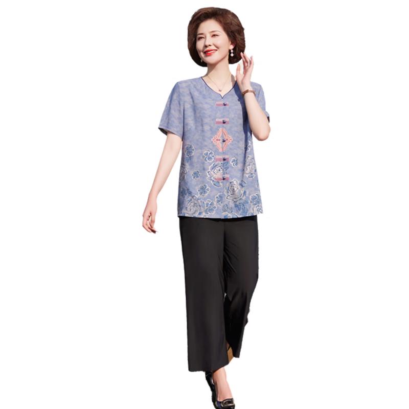 Yuzhaolin Women s Summer Thin Short Sleeve Set XL