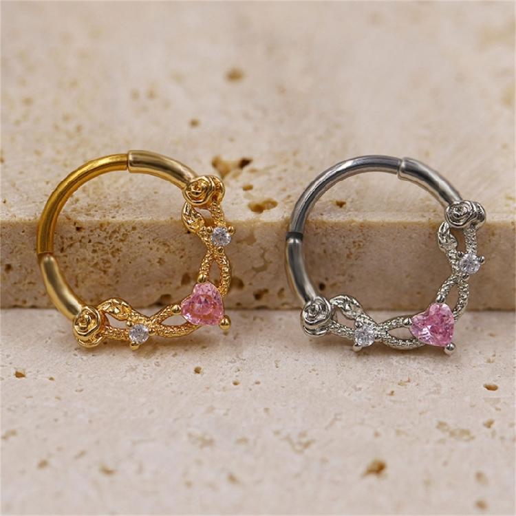 Kristall-Nasen-Clicker Handgefertigt Silberfarben Septum-Ring Edelstahl Piercing-Accessoire für Ohr und Knorpel