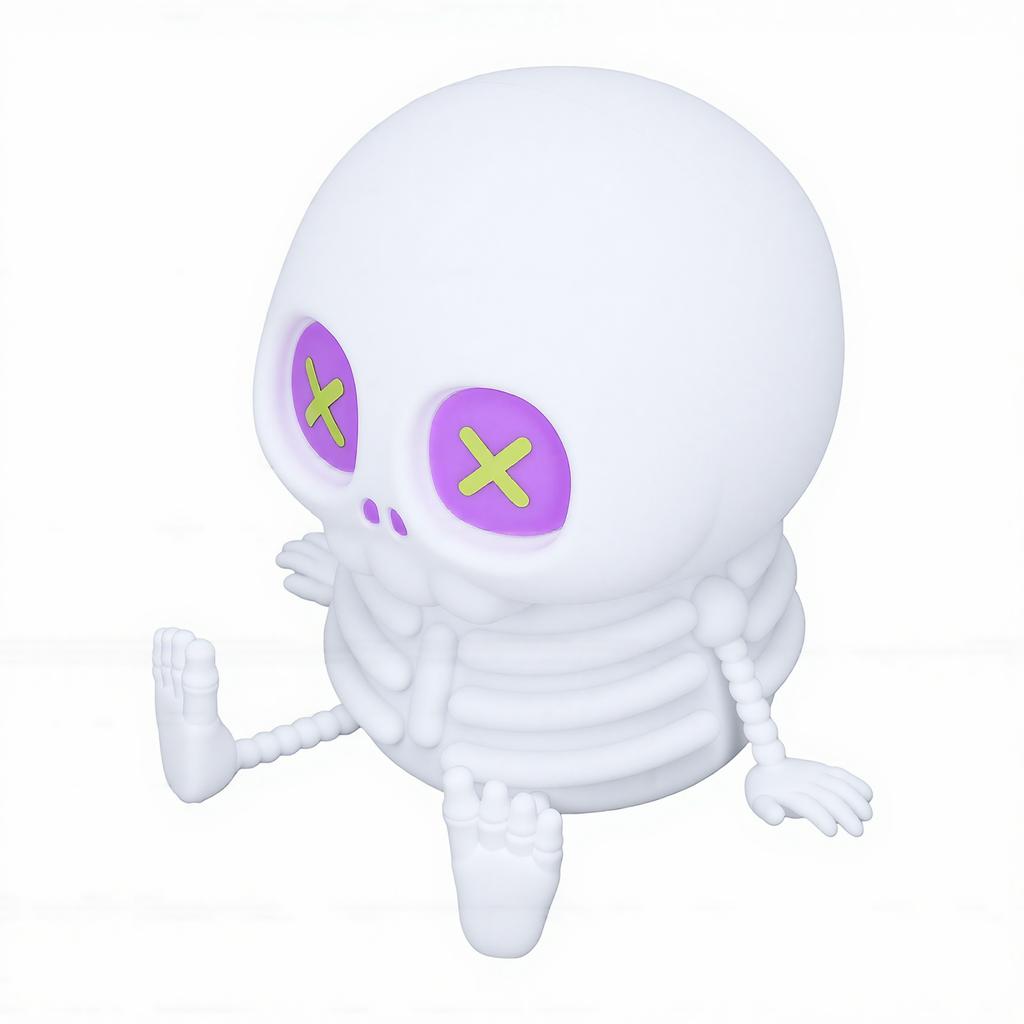 Skull Night Light USB Charging Adjustable RGB Skeleton Shape Tap Control Nursery Night Light for Bedroom
