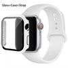Szkło + etui + pasek do zegarka Apple Watch 44 mm 45 mm 42 mm 41 mm 40 mm 38 mm Silikonowy pasek do zegarka Bransoleta iWatch seria 8 9 7 6 5 4 3 SE