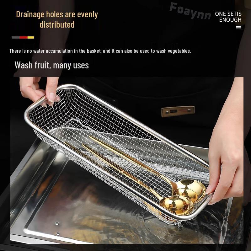 Stainless Steel Hanging Cutlery Storage & Disinfecting Holder for Chopsticks, Knives, Forks, and Spoons.