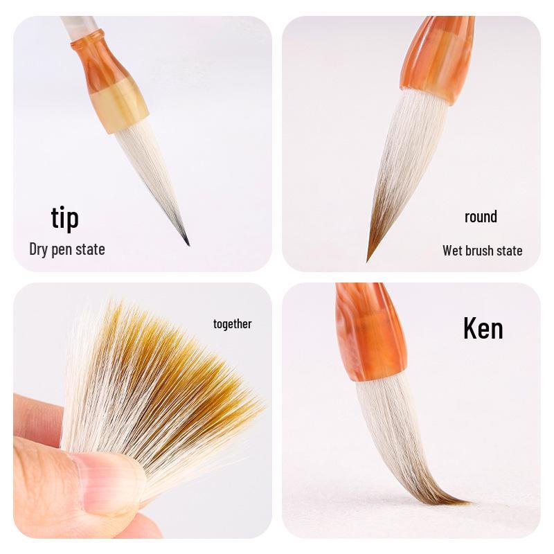 Silver Bamboo Jade Brush Set - Professional & Beginner Calligraphy and Painting Set with Wolf Bristles for Various Script Styles