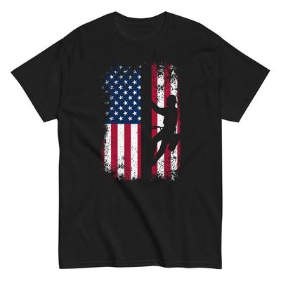 Patriotic Electric Lineman 4th Of July American Flag T Shirt