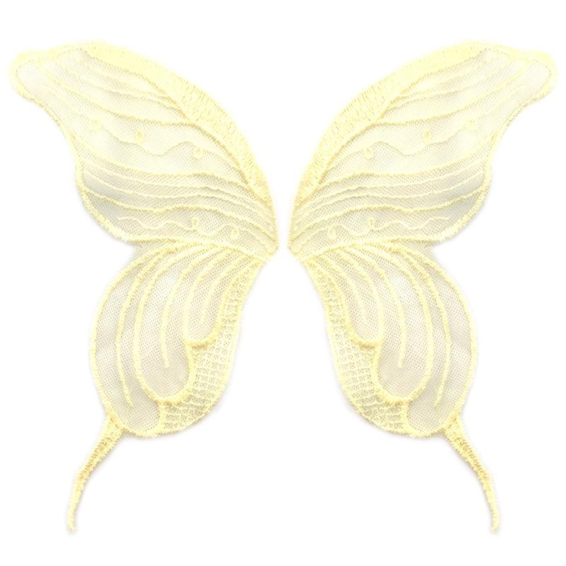 Spitzennetz-Stickerei Schmetterling-Aufkleber Beige zu Blumen transparentes Netz-Bodenstickerei DIY-Spitzenzubehör symmetrische Blumenteile