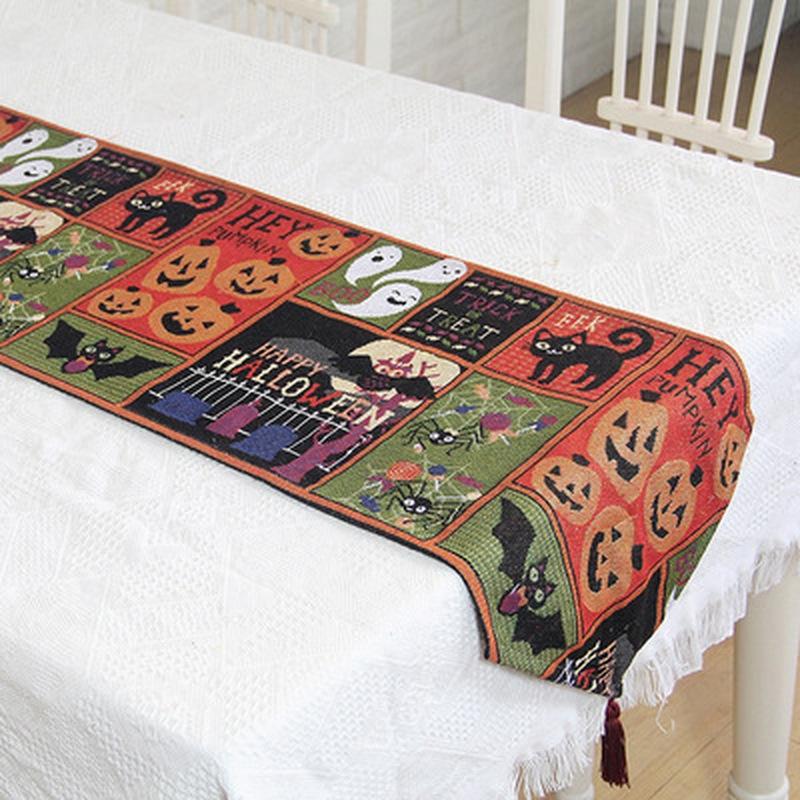 Halloween Tablecloth Placemat Table Flag Funny Pumpkin Tablecloth Decorative Bed Flag Halloween Rest