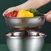 Kitchen Handle Stainless Steel Strainer 2-piece Set Fruit and Vegetable Washing Bowl