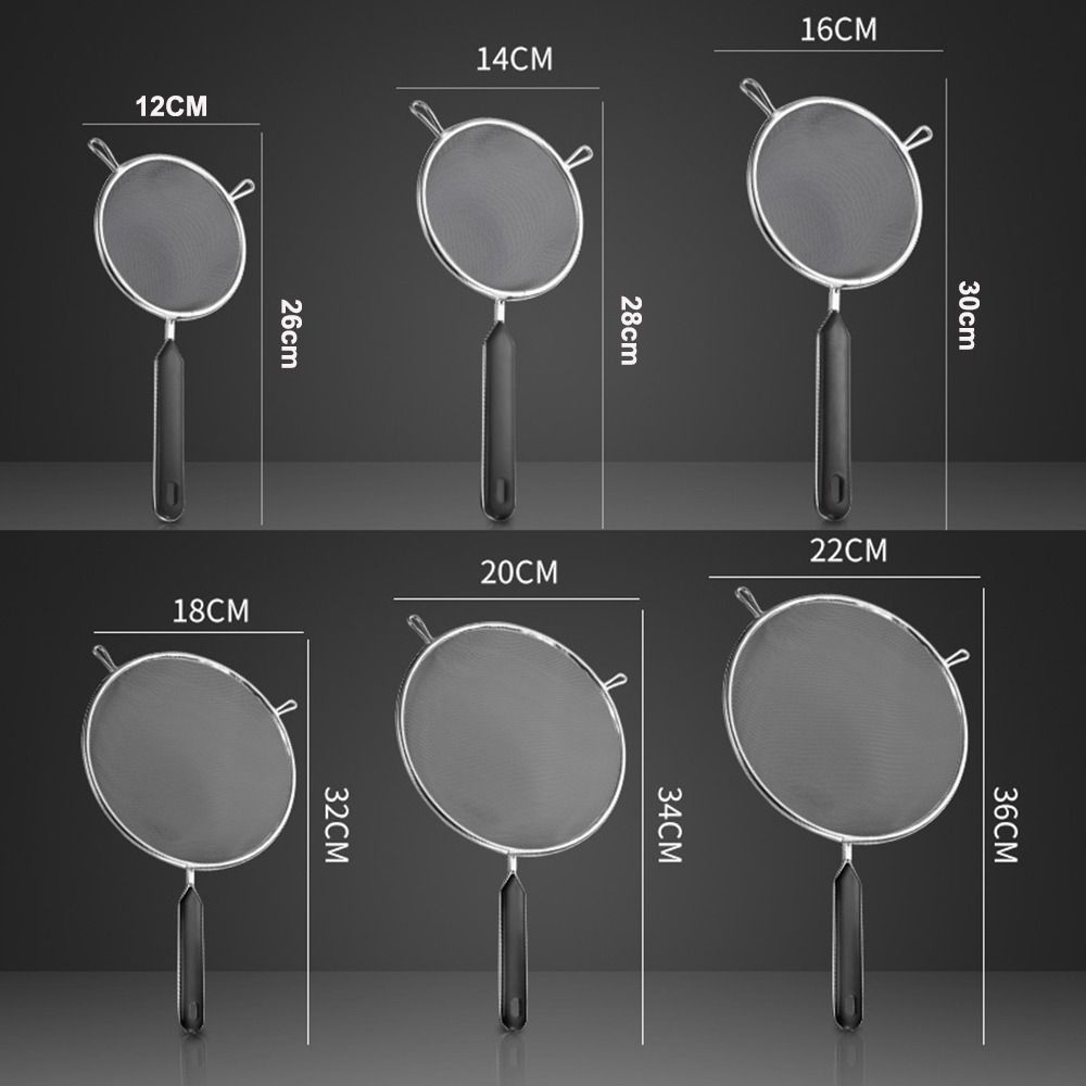 12 14 16 20 22cm Food Strainer Colander Stainless Steel Fine Mesh Strainer  for Kitchen