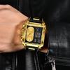 FOXBOX Top Brand Luxury Men Watch Fashion Square Watch Men Casual Sports Waterproof Double Display Watch Relogio Masculino