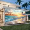2D Coastal Sunset Tapestry, Ocean Wave & Cloudy Sky for Bedroom
