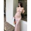 Slightly Fat French Pure Desire Spice Girl Lace Splicing Suspender Dress for Women's Summer Waist and Thin Hip Skirt To Show Figure