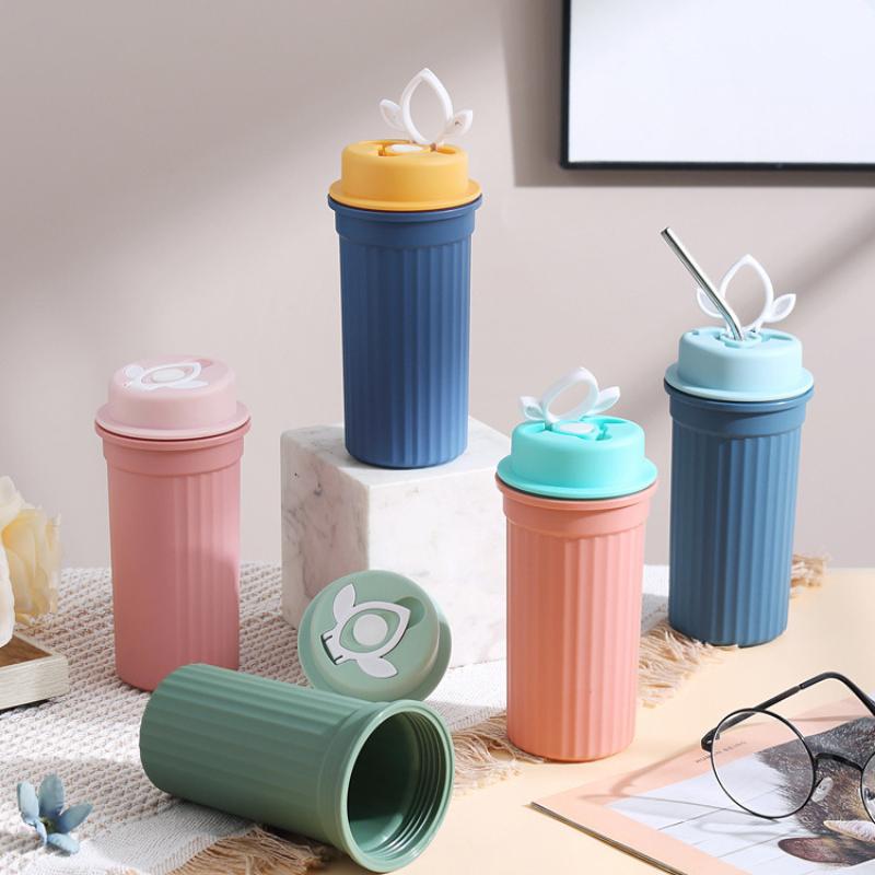 Simple Plastic Water Bottle Sealed Portable Coffee Cup for Office Outdoor 350ml KTY