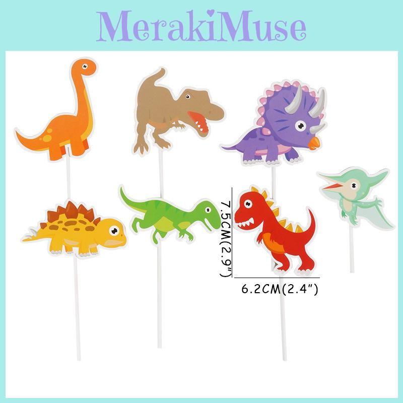 Themed Cake Dinosaur Accessory Paper Flag Plugin Set Birthday Decoration Party