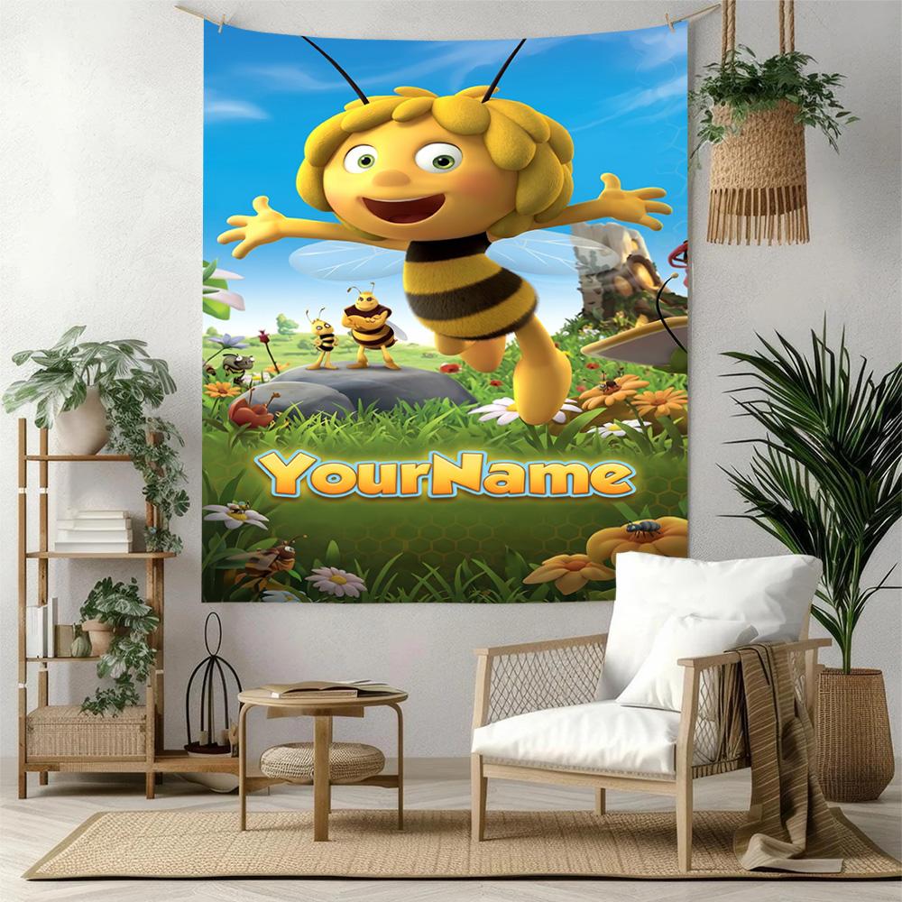 Biene Maja Custom Your Name Wall Decor Tapestry Art For Pet Memorial Birthdaywedding Party Backdrop Family Gift
