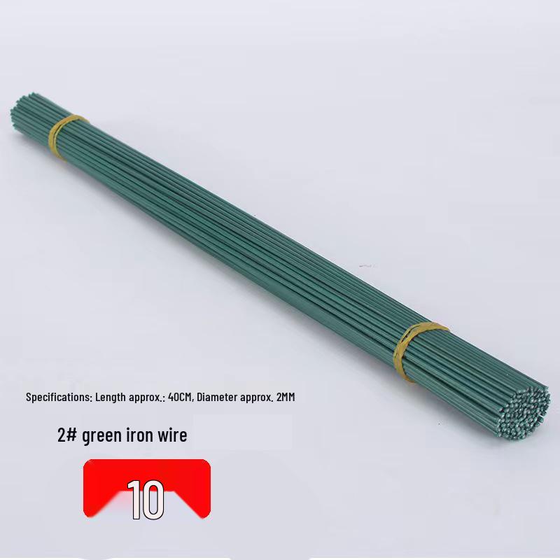 No. 2 Handmade Green Nylon-Coated Iron Wire Flower Stem for DIY Floral Crafts