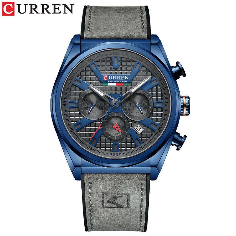 CURREN Man WristWatch Chronograph Calendar Sport Men Watch Military Army Gold Top Brand Luxury Genuine Leather Male Clock 8392