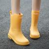Women's Mid-Calf Rain Boots 2025 New Rubber Shoes Winter Rain Boots Cotton-Padded Warm-Keeping Waterproof Women's Non-Slip Shoes