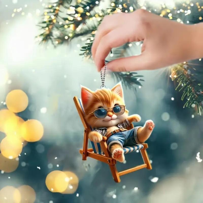 Adorable Cute Cat Acrylic Car Hanging Decoration Backpack Accessory Home Decor