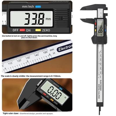 1PCS Plastic Carbon Fiber Digital Caliper 100mm 150mm LCD Display Measuring Tool For Student Jewelry Inside Outside Diameter