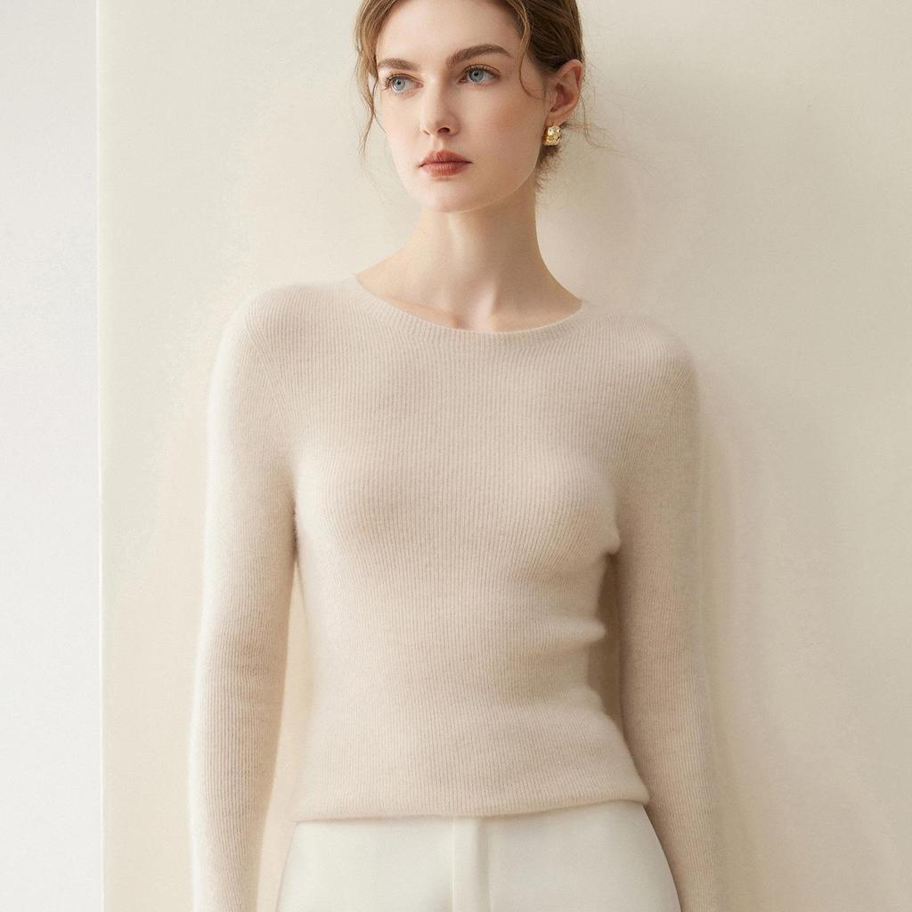 Lekasha Women's Pure Cashmere Round Neck Sweater - Loose, Solid Color, Warm Base Layer for Autumn and Winter
