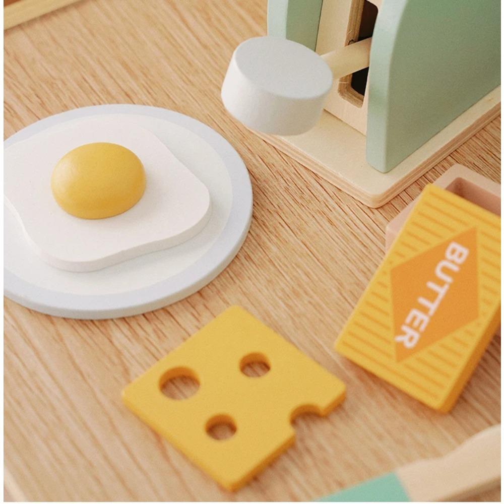 Wooden Simulation Kitchen Toy Set Pretend To Cook Play House Early Education Toy Bread Machine for Kids