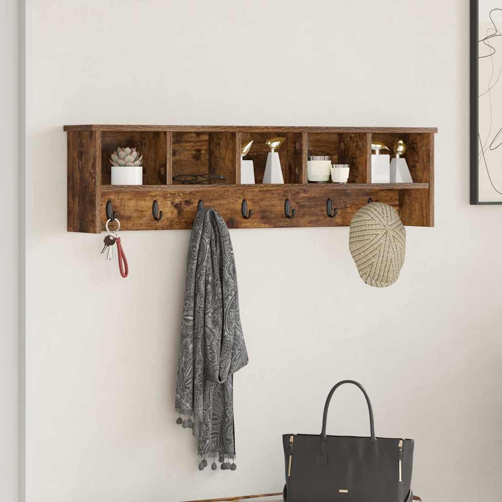 Wall Mounted Nightstand Smoked Oak 100 x 16 x 26 cm