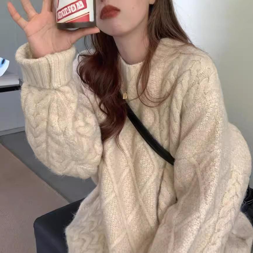 2024 Cozy Cable Knit Sweater: Women's Versatile Autumn & Winter Outerwear, Casual Japanese Style