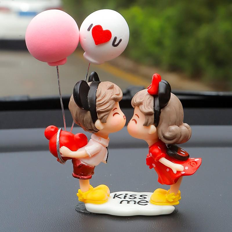 Adorable Car Couple Ornaments - Cute Interior Center Console Decor & DIY Desktop Accessories