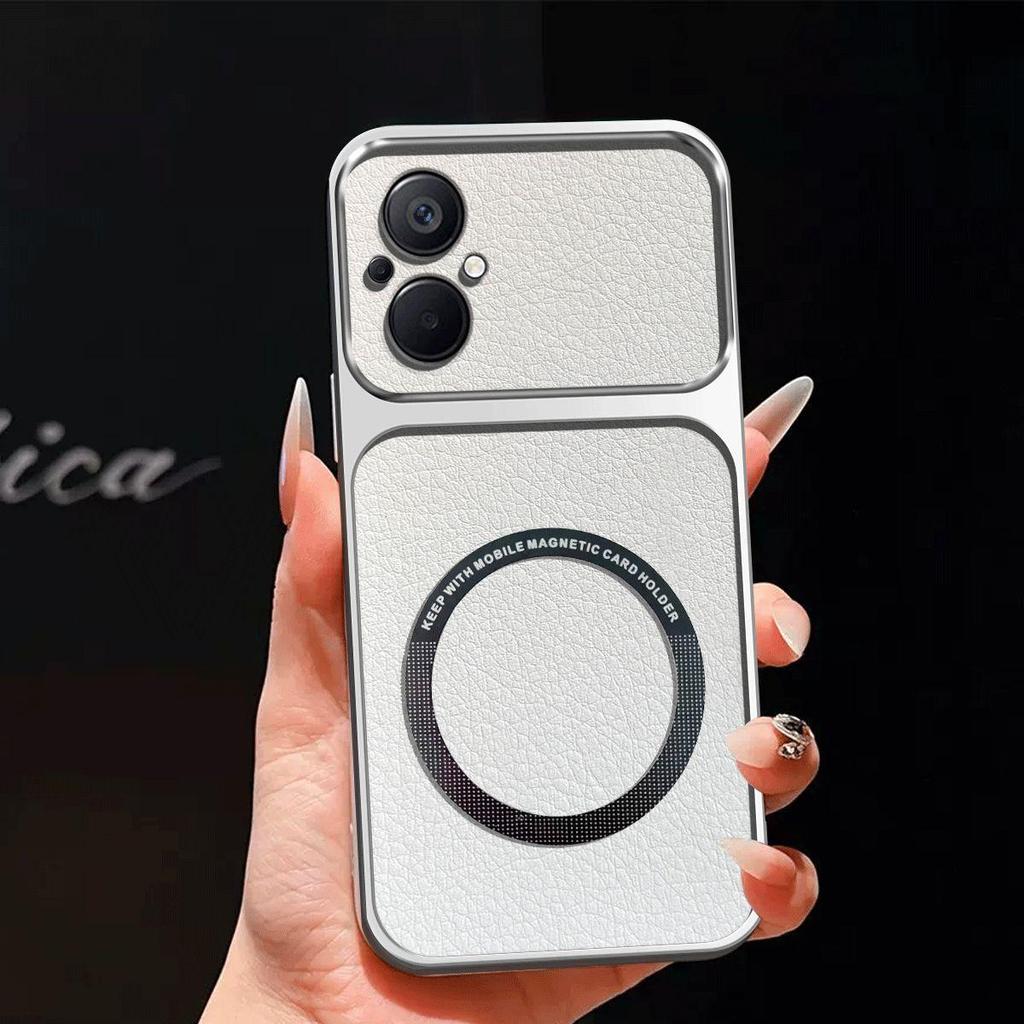 Upgraded Big Lens Protection Case for OPPO Reno8 Z 5G,7 Z Luxury Leather Casing with Magnetic Ring