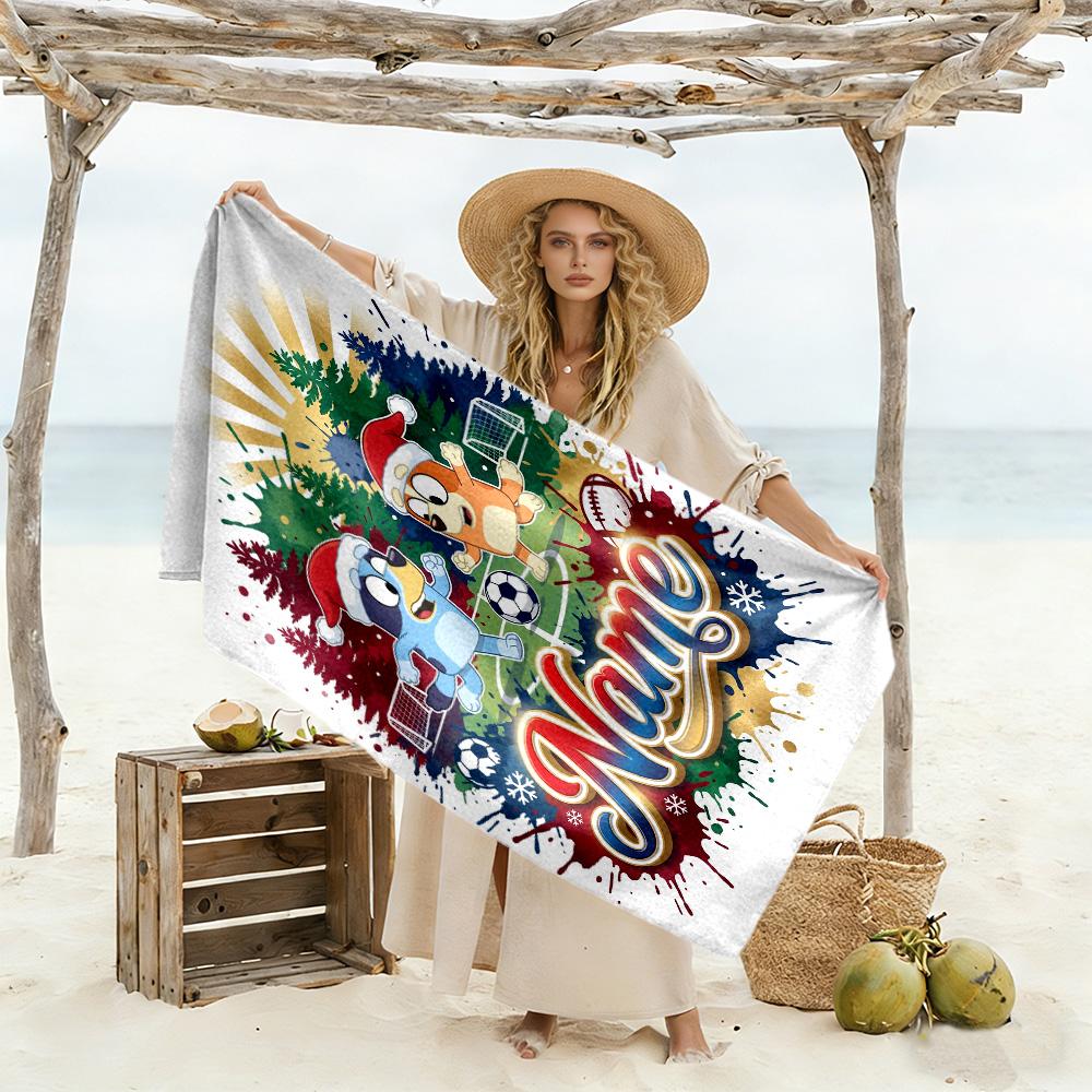 Colorful Animal Friends Customize Text Beach Towel Soft Durable Quick-Dry Portable for SwimmingBeachCamping Travel Beach AccessoriesGym