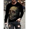 Frühling Sommer Mode Herren Totenkopf 3D Gedrucktes T-Shirt Bequem Weich Atmungsaktiv Locker Groß Lässig Sport Vielseitig Rundhals Langarm T-Shirt