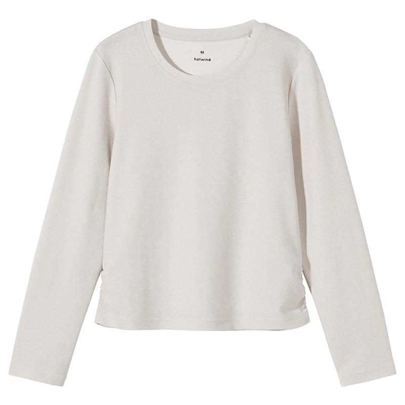 Hotwind Women s Shiny Pleated Long Sleeve T-Shirt L