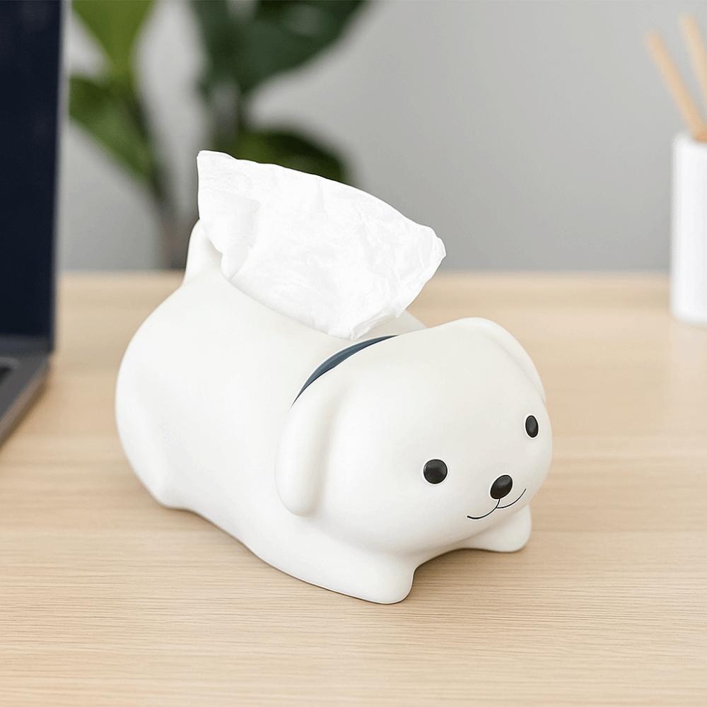 Decorative Little Dog Tissue Storage Box Figure Model Little White Dog Model Toy  Home Decoration