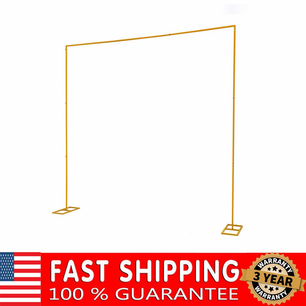 10x10 FT Gold Wedding Backdrop Stand Pipe Kit Square Metal Arch Stand for Anniversary Party Birthday Booth Background Decoration