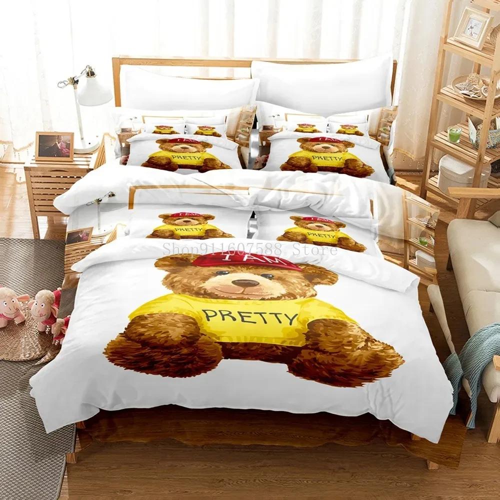 

Cartoon Teddy Bear Comfortable Duvet Quilt Cover Pillowcase Bedding Set Children Bedroom Decoration Home Textile 70x133cm