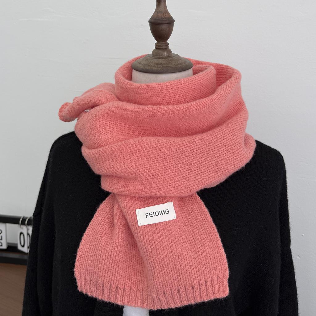 Cachecol de Fio Tricotado Cor Sólida Estilo Coreano para Mulheres, Outono e Inverno, Imitação de Caxemira, Cachecol Pequeno Quente de Inverno para Homens