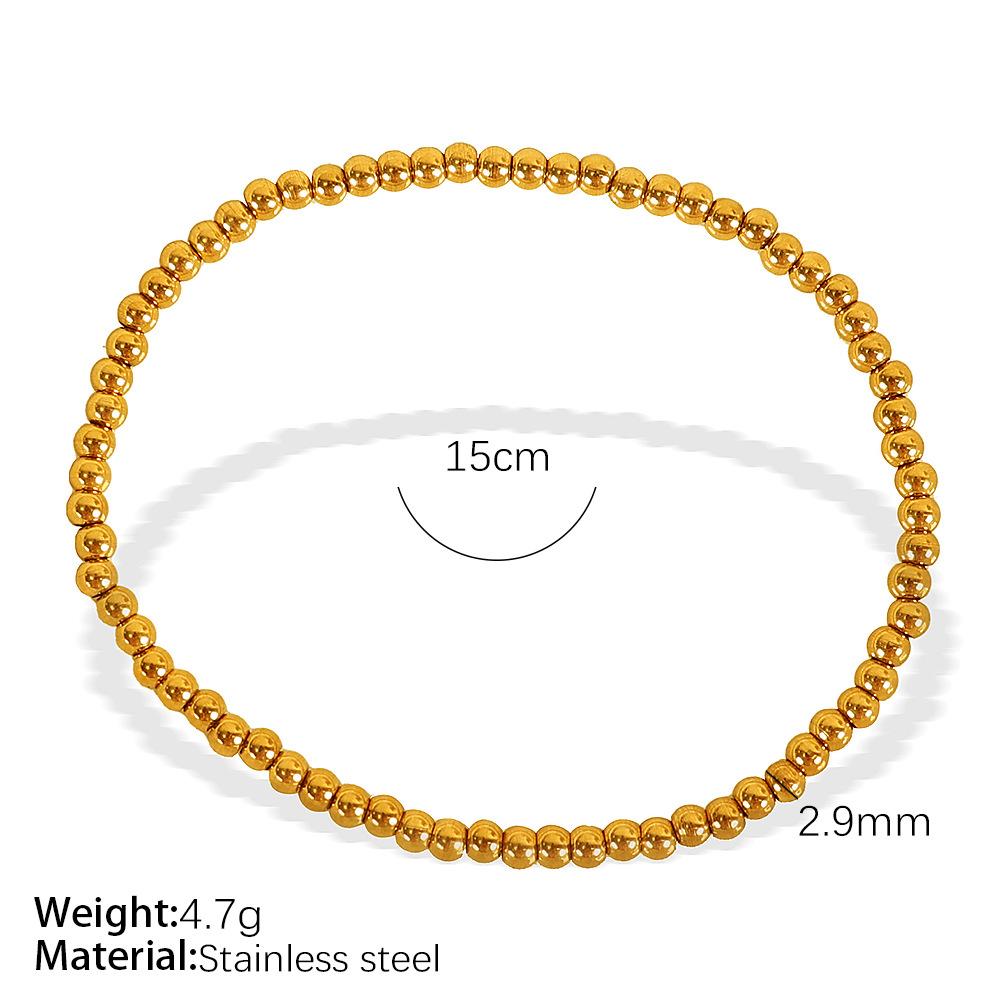 Wind Titanium Steel Ball Bracelet, Golden Women's Minimalist Style Metal Texture Round Ball Jewelry Wholesale